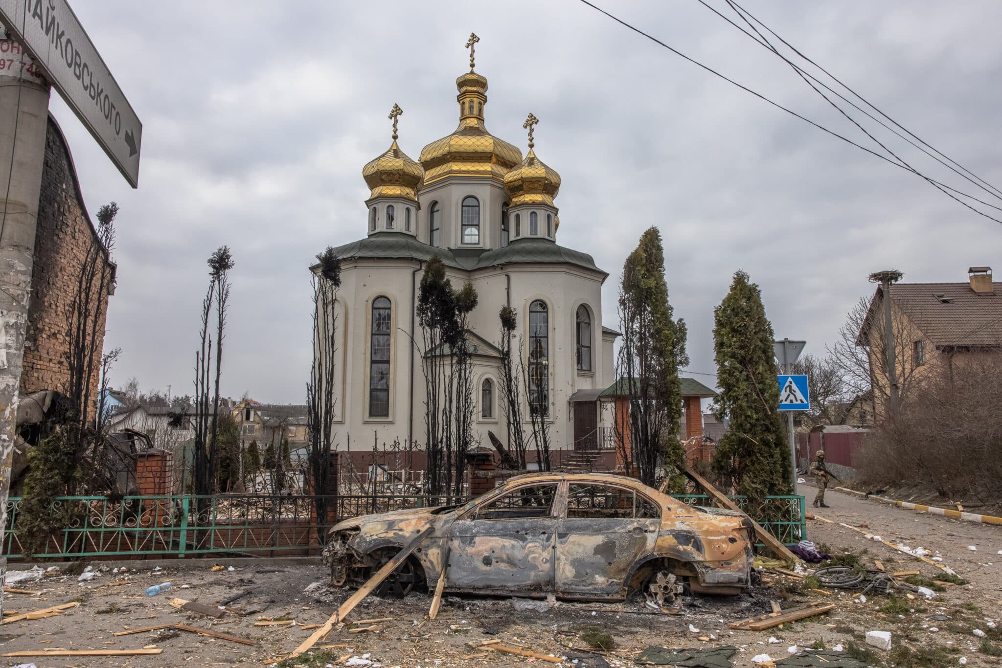 Destrucción en Irpin, cerca de Kiev