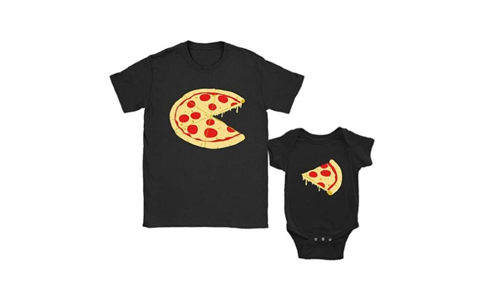 Camiseta padre e hijo con logo de pizza