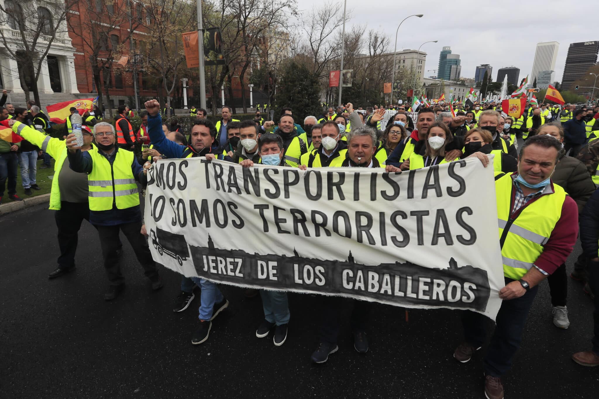 Manifestación convocada por la plataforma de transportistas de mercancías.