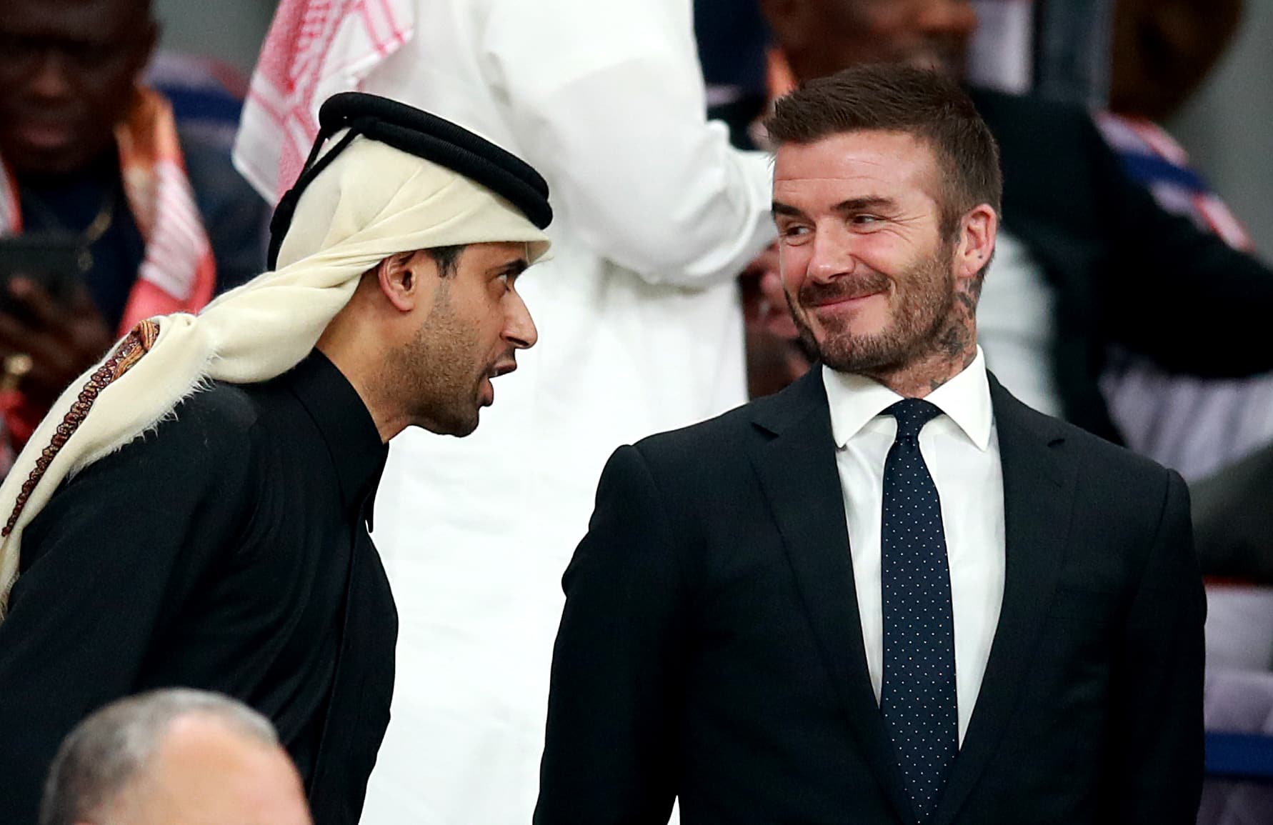 David Beckham con el responsable de inversiones deportivas de Qatar
