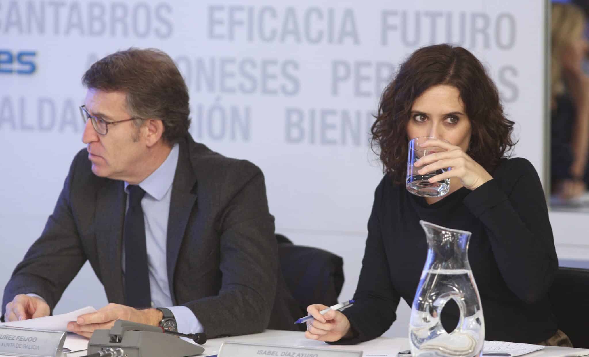 Alberto Núñez Feijóo e Isabel Díaz Ayuso, del Partido Popular, en una comparecencia