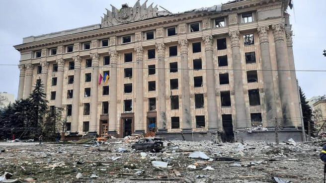 Edificio bombardeado en Járkov.