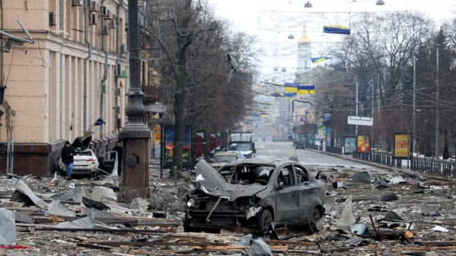 Destrucción por los bombardeos en Jarkov.