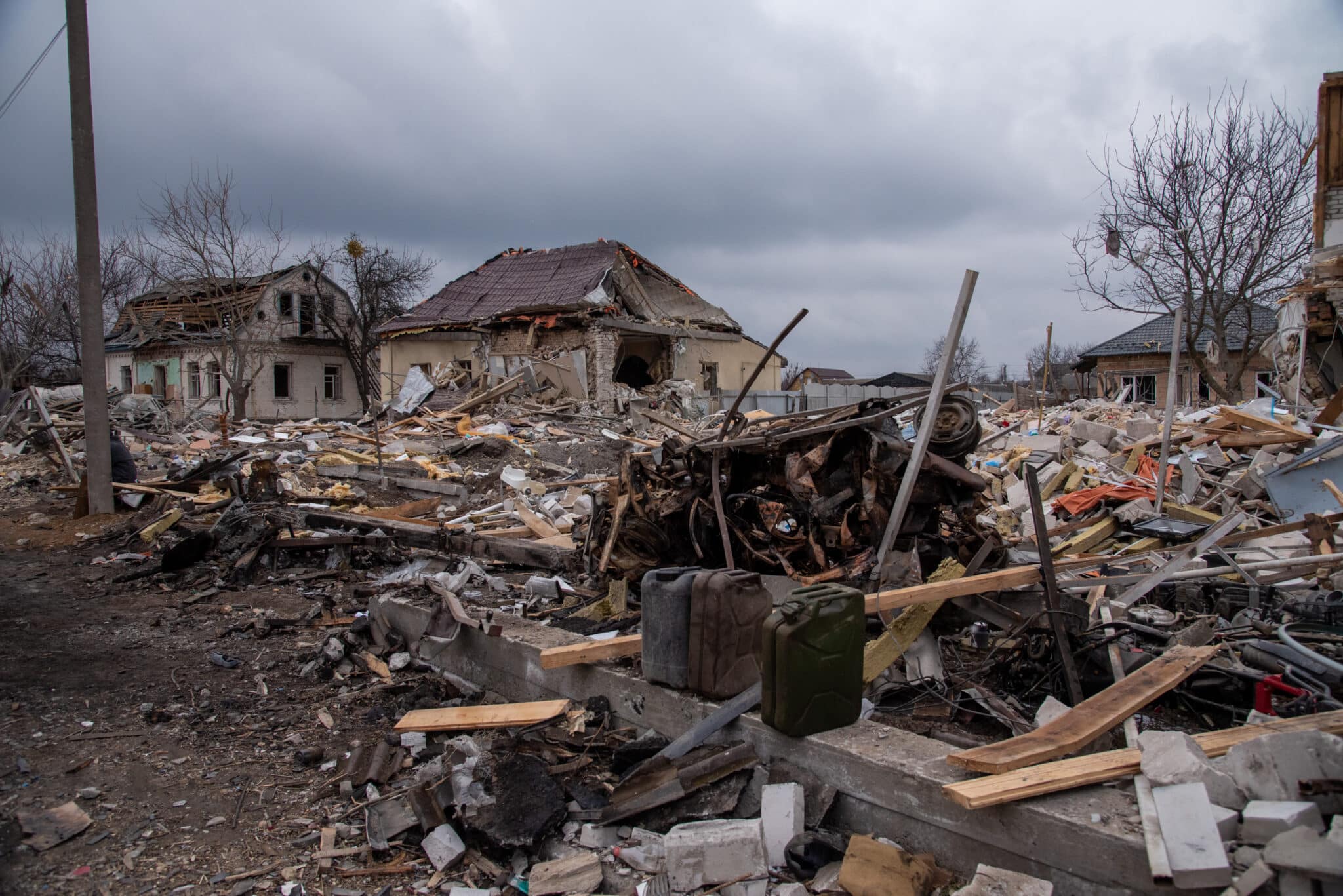 Markhalivka, tras el bombardeo aéreo ruso.