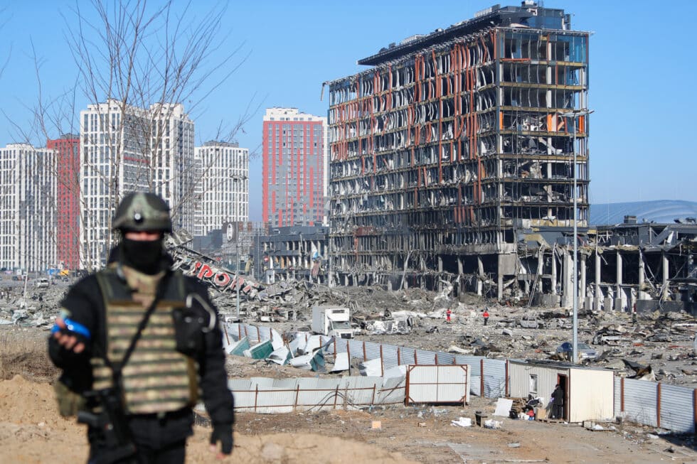 Centro comercial destruido en Kiev.