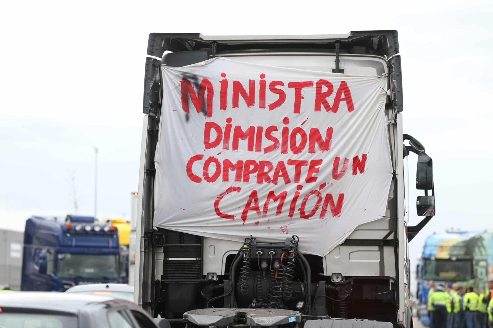 Marcha de camioneros en San Fernando de Henares (Madrid).