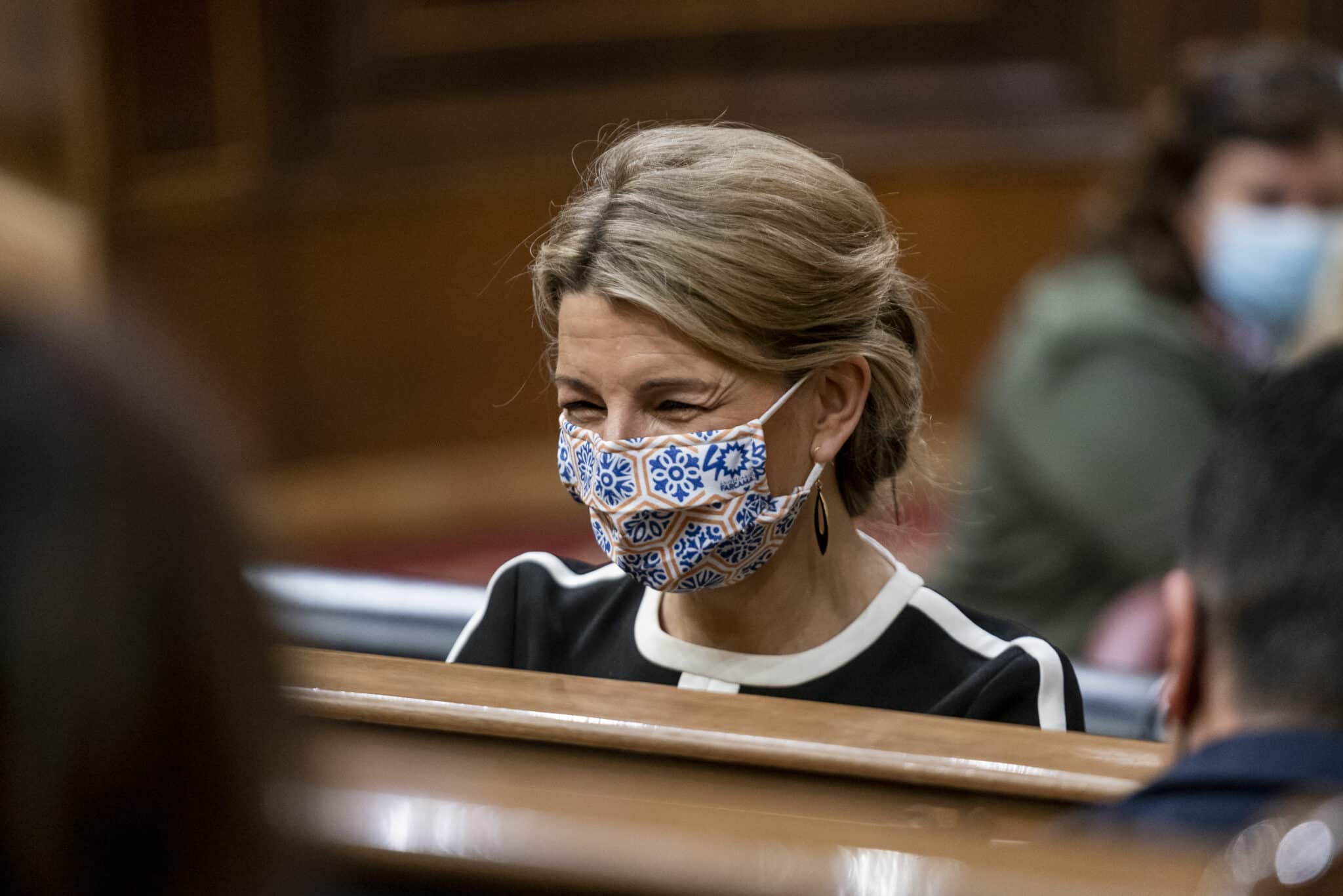 La vicepresidenta segunda y ministra de Trabajo y Economía Social, Yolanda Díaz, en una sesión plenaria en el Congreso.