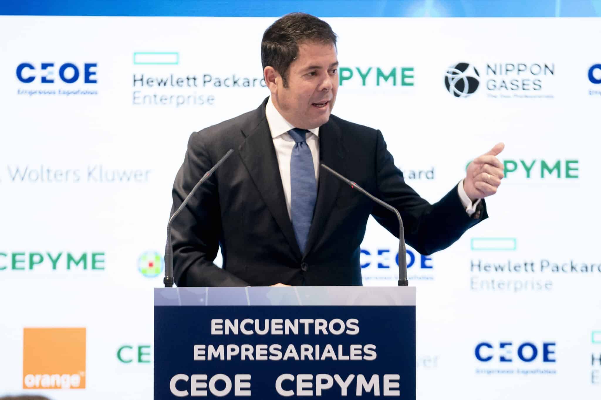 El presidente de Cepyme, Gerardo Cuerva, interviene en un encuentro empresarial.