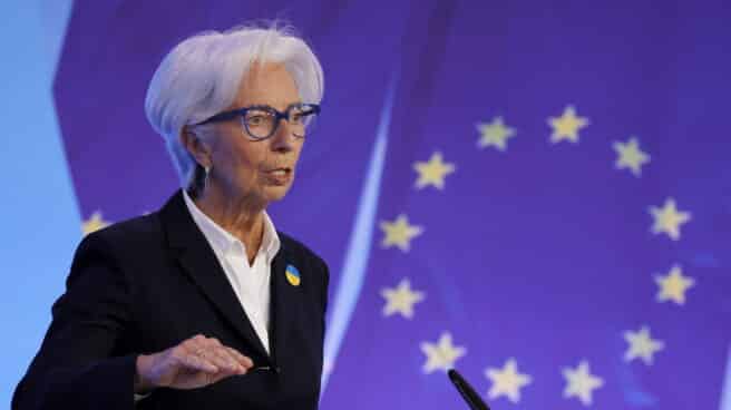 Christine Lagarde, presidenta del BCE, durante la rueda de prensa del BCE