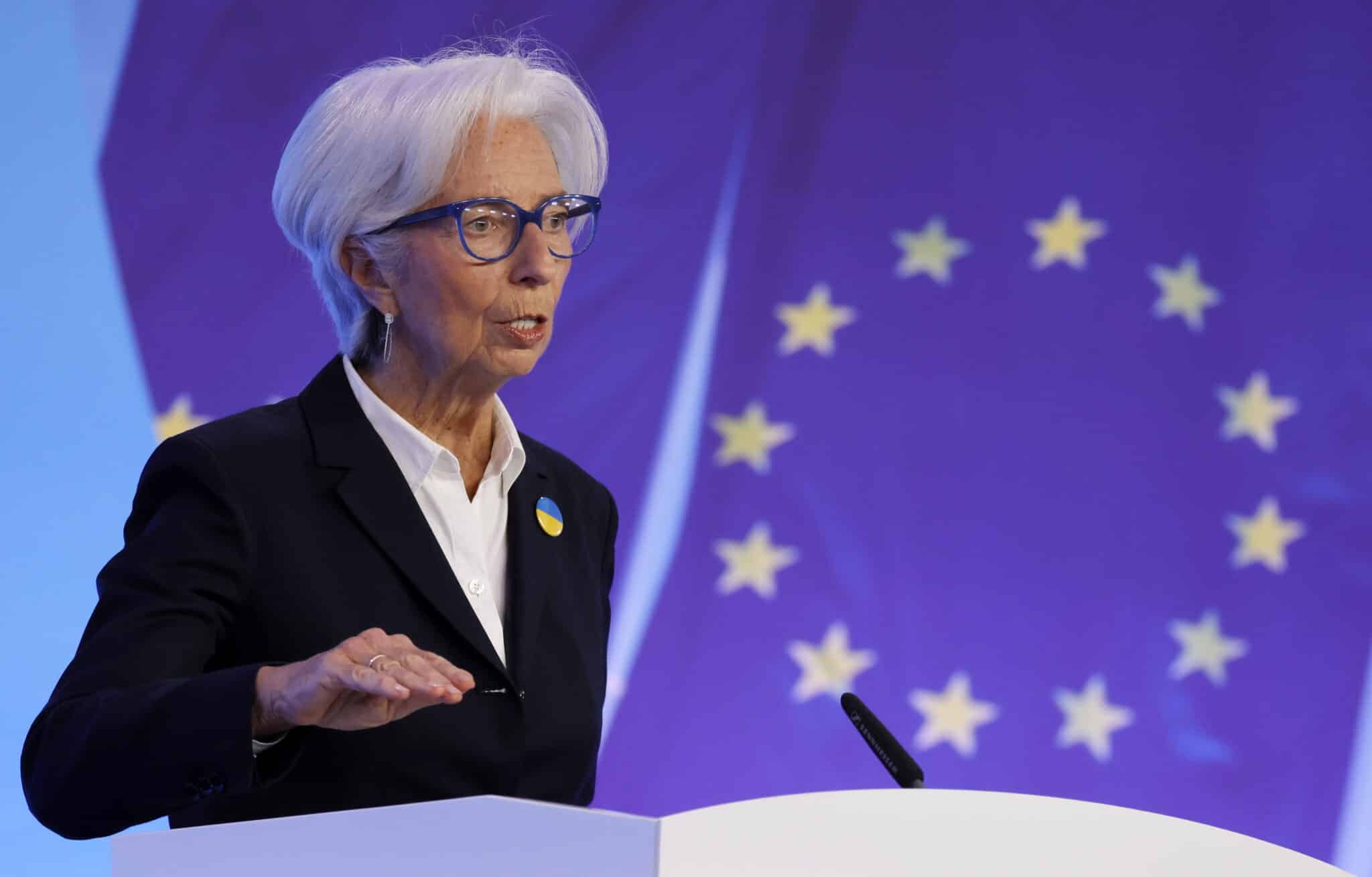 Christine Lagarde, presidenta del BCE, durante la rueda de prensa del BCE