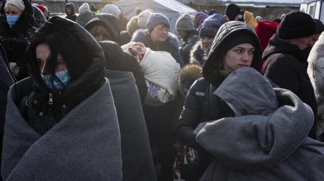 Refugiados ucranianos en la frontera de Palanca, Moldavia. Refugiados ucranianos en la frontera de Palanca, Moldavia.