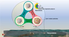 Esquema del sistema de limpieza de nanorobots.