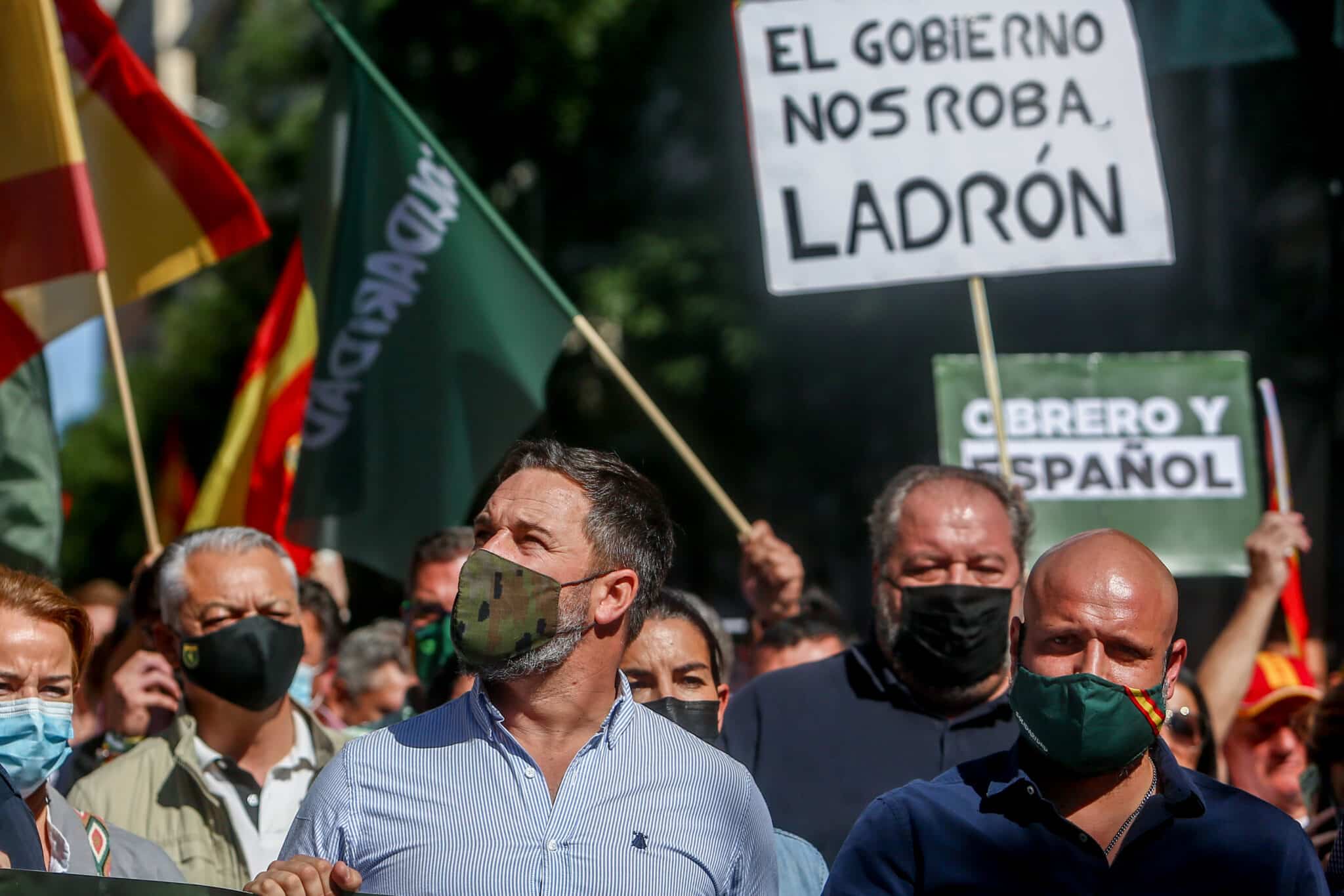 Santiago Abascal, en una manifestación de VOX