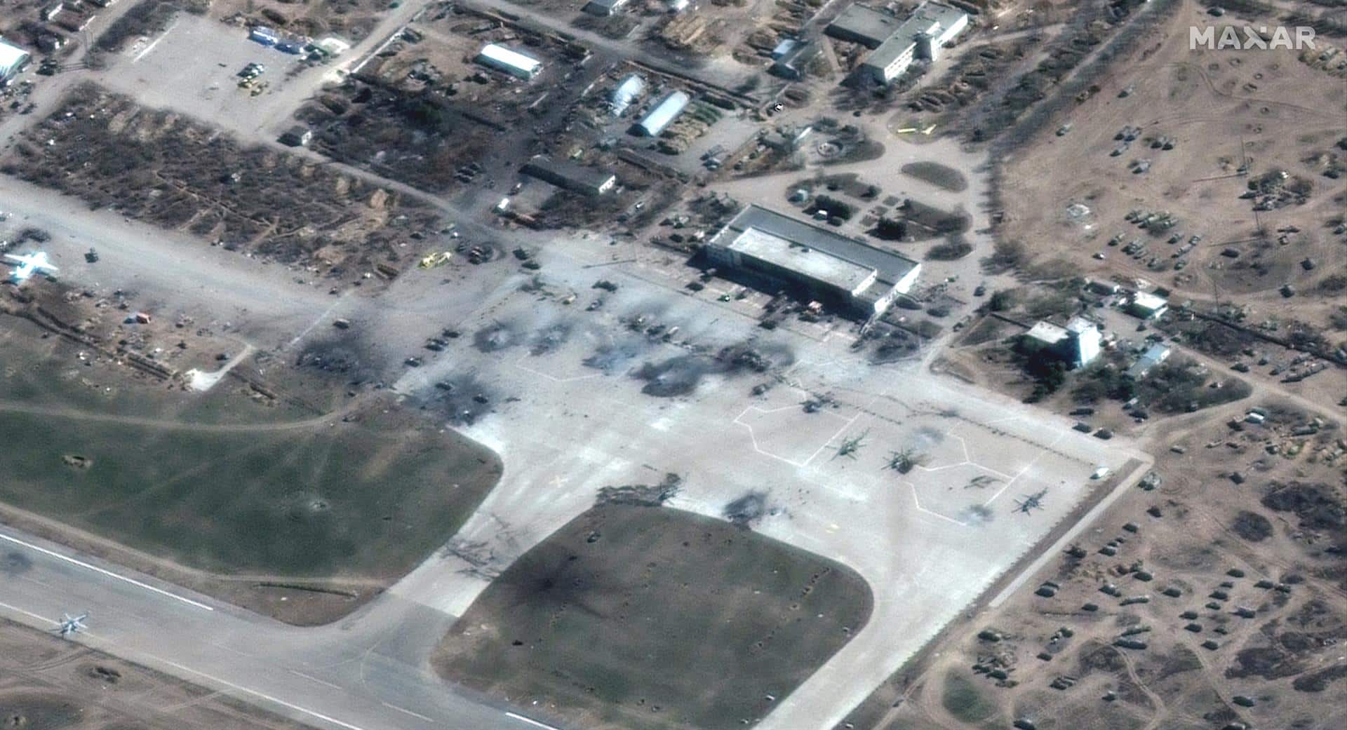 Imagen aérea del aeródromo de Jersón, tomada el pasado 16 de marzo.