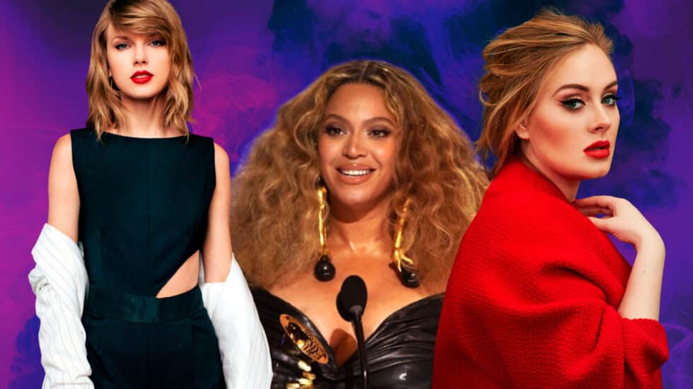Las cantantes Taylor Swift, Beyoncé y Adele