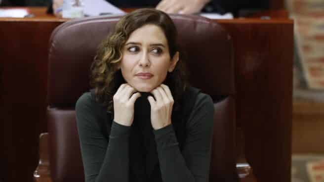 La presidenta de la Comunidad de Madrid, Isabel Díaz Ayuso, durante el pleno de control al Gobierno. La presidenta de la Comunidad de Madrid, Isabel Díaz Ayuso, durante el pleno de control al Gobierno.
