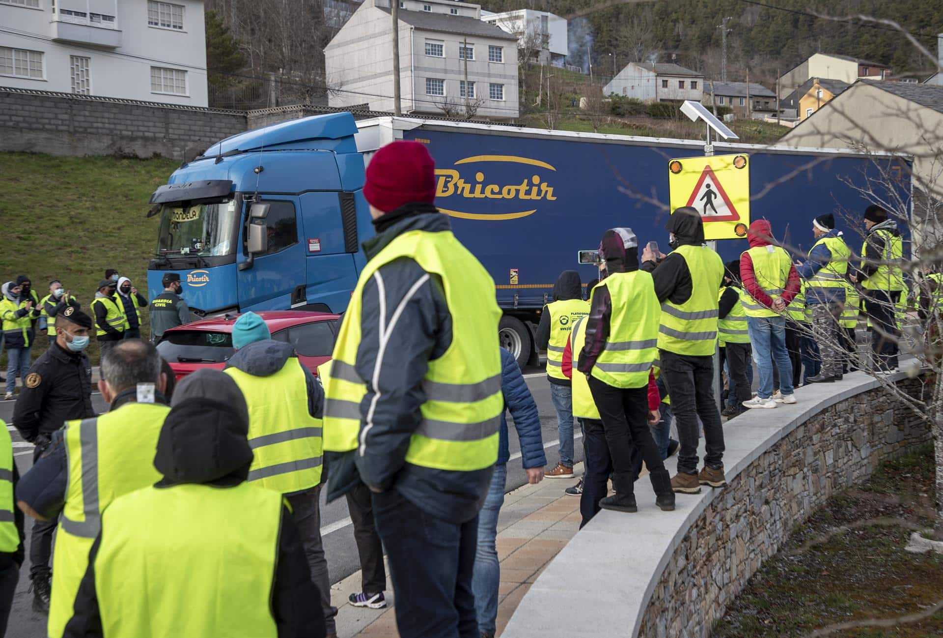 Protesta de los transportistas en la provincia de Lugo.