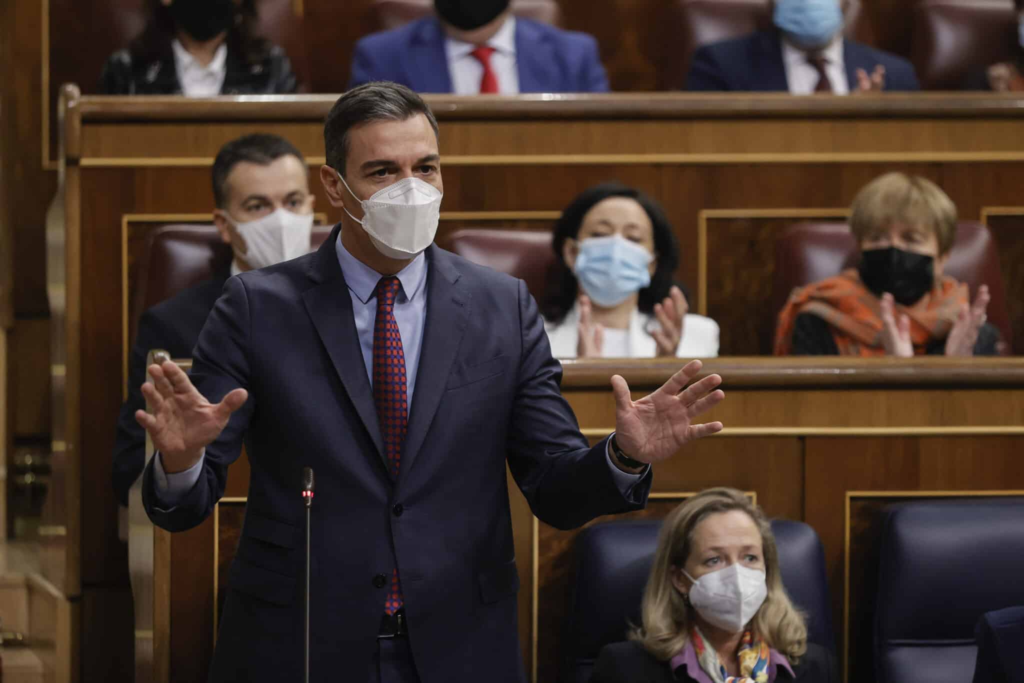 El presidente del Gobierno, Pedro Sánchez durante la sesión de control en el Congreso