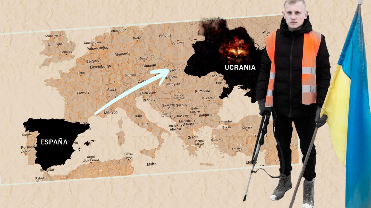 Román, de 23 años, ha recorrido esta semana 3.000 kilómetros para alistarse como voluntario del ejército ucraniano.