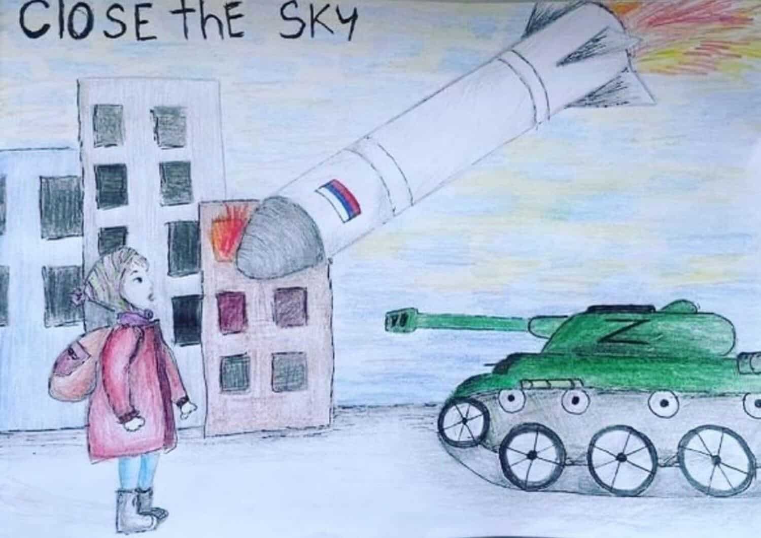 Dibujo hecho por Anastasia, una niña de 11 años que vive en Kiev