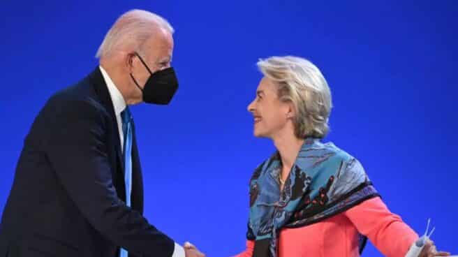 Biden ofrece un 66% más de gas a la UE para "disminuir la dependencia de Rusia" y evitar que financie la guerra Joe Biden, presidente de EEUU, y Ursula Von Der Leyen, presidenta de la Comisión Europea, en una imagen de archivo
