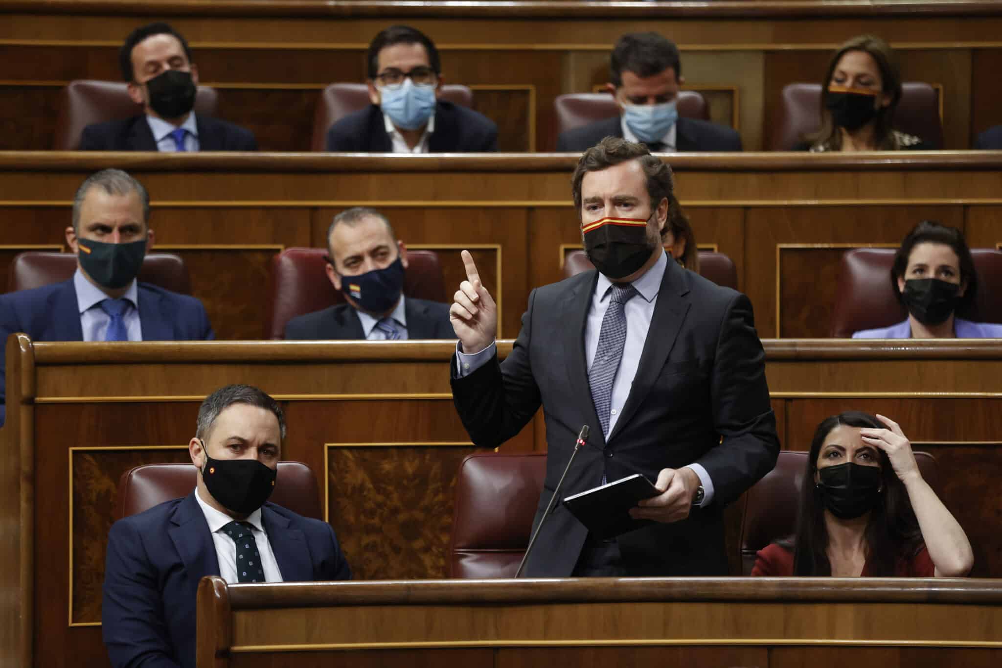 El portavoz de Vox, Iván Espinosa de los Monteros en el Congreso de los Diputados.