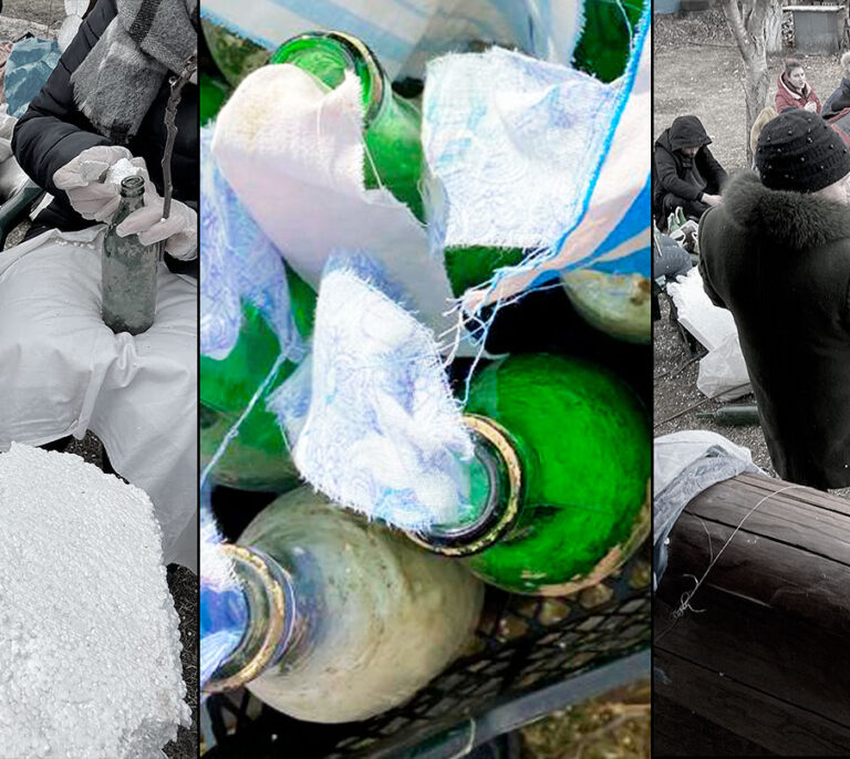 En una fábrica de cócteles mólotov: "Será nuestra bienvenida a los rusos"