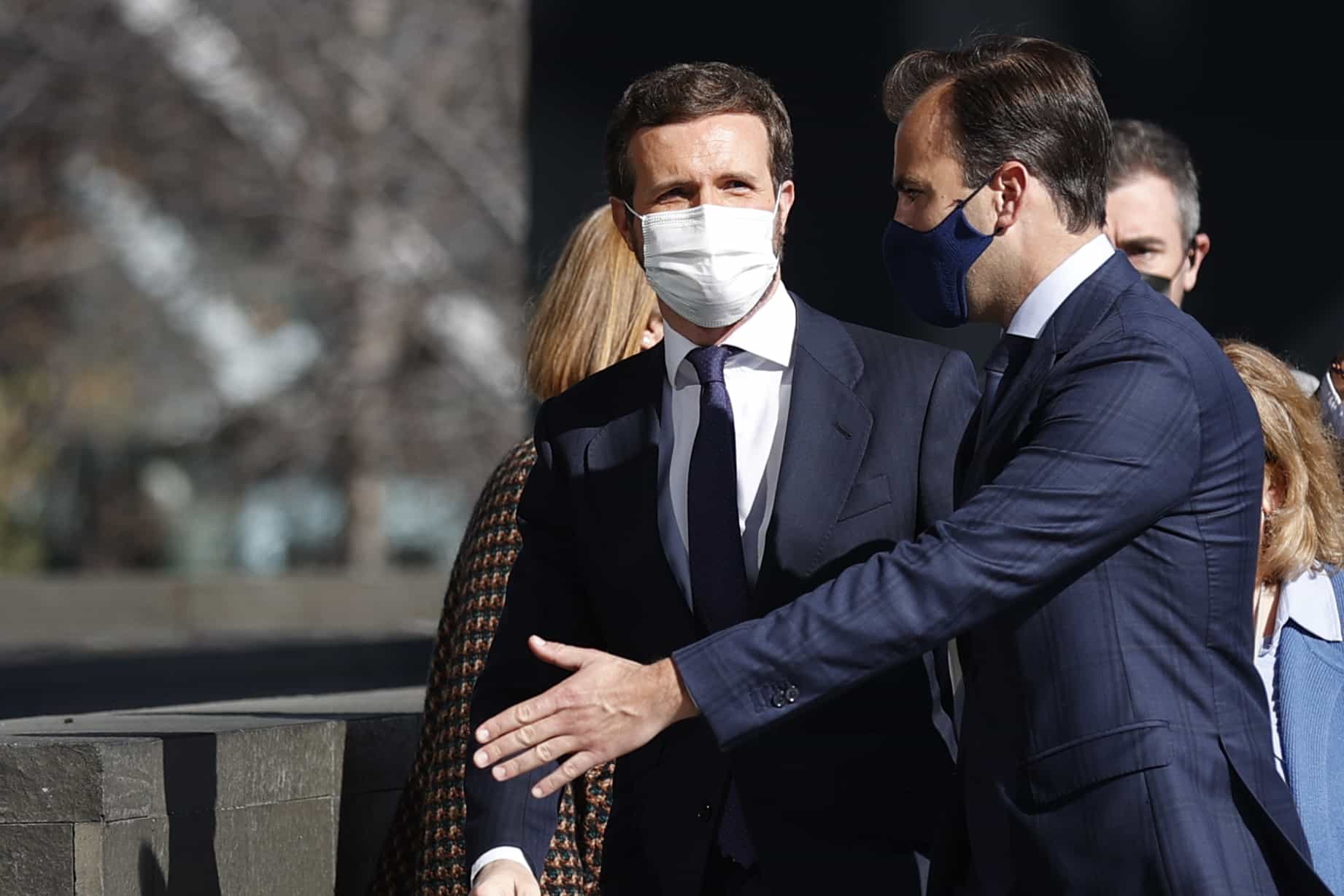 Pablo Casado llega a la Junta Directiva Nacional del Partido Popular.