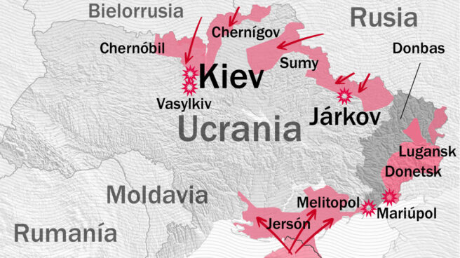 Mapa de los enfrentamientos por la invasión de Rusia a Ucrania