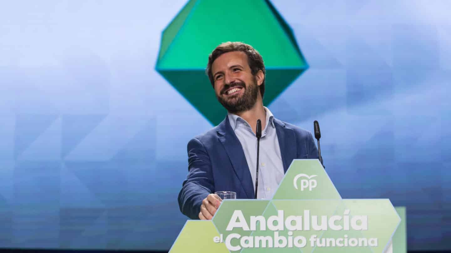 El presidente del PP nacional, Pablo Casado, durante su intervención en la clausura del XVI Congreso Autonómico del PP de Andalucía.