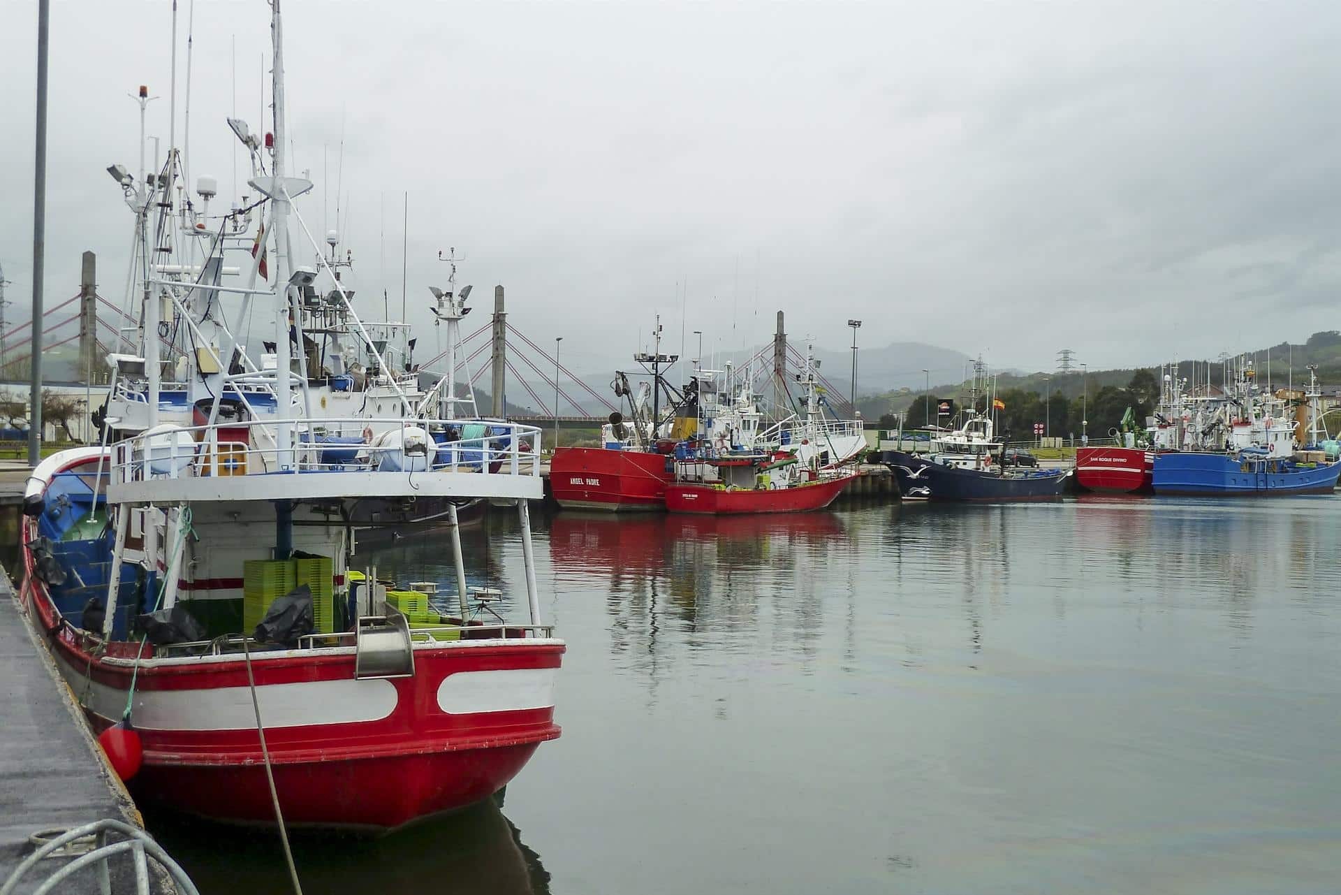 Pesqueros amarrados en el puerto de Colindres, en Cantabria.