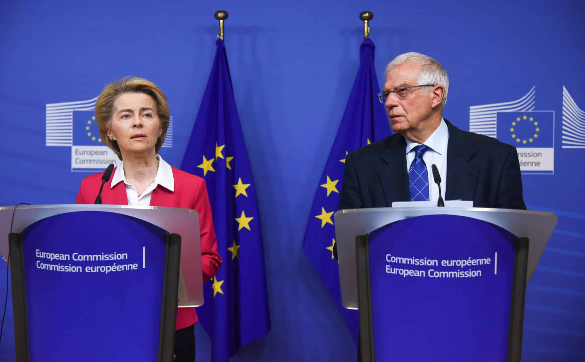 La presidenta de la Comisión Europea Ursula Von Der Leyen y Josep Borrell, Alto representante de la Unión para Asuntos Exteriores y Política de Seguridad