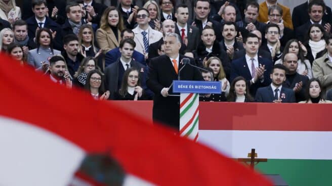 Viktor Orban, en un mitin el pasado 15 de marzo.