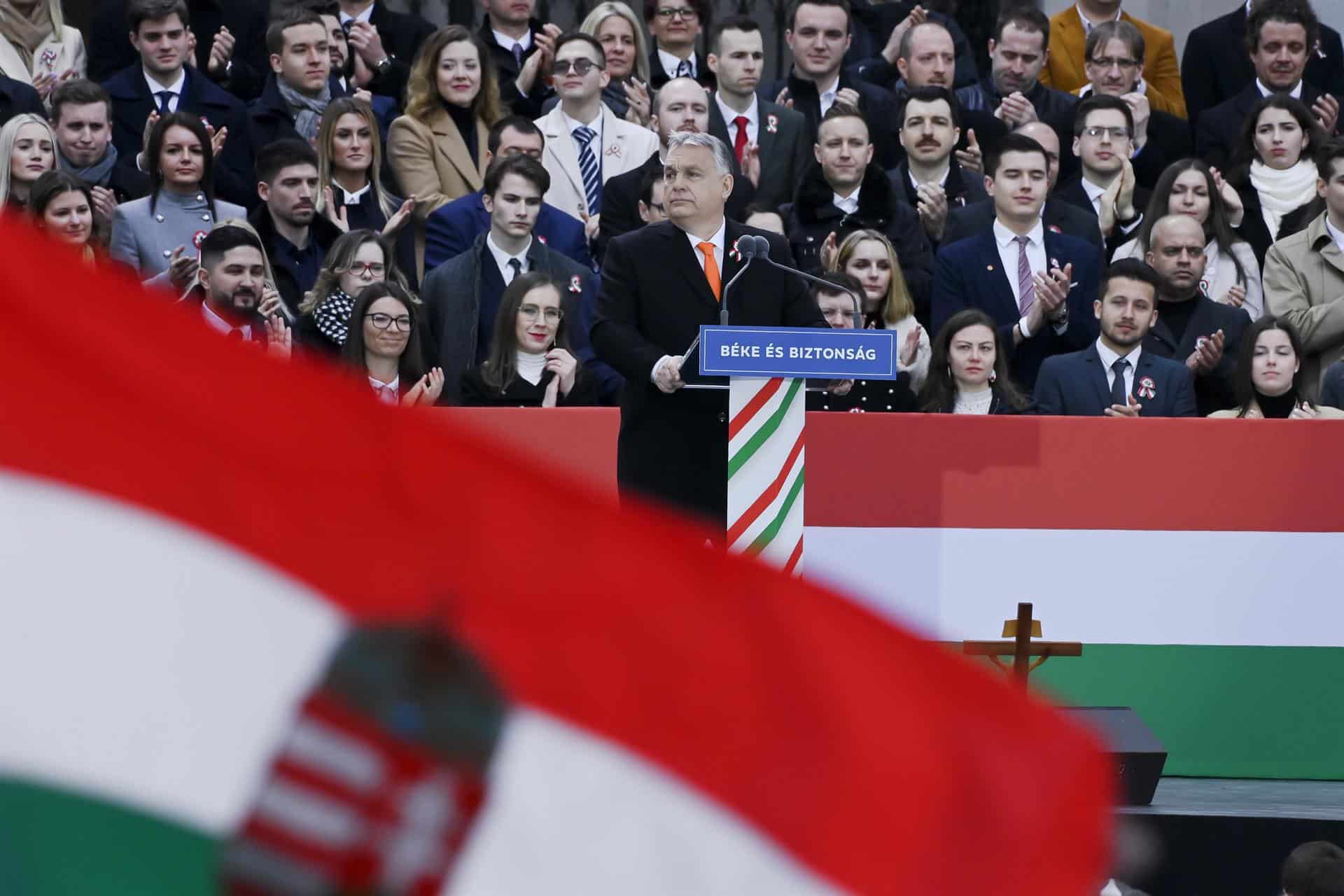 Viktor Orban, en un mitin el pasado 15 de marzo.