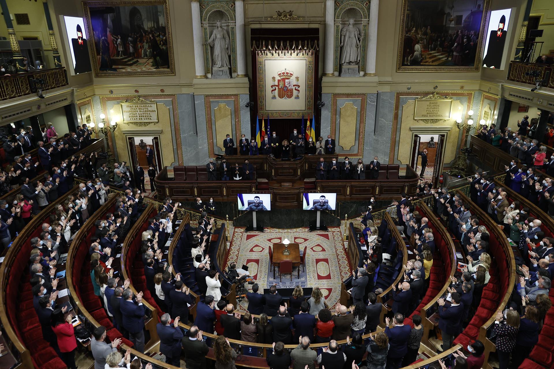 El presidente ucraniano, Volodimir Zelenski, interviene en el Congreso