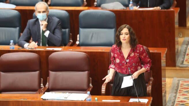 Isabel Díaz Ayuso, durante una intervención en el Pleno de la Asamblea de Madrid.