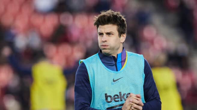 Gerard Piqué durante el partido de fútbol de la Liga Santander