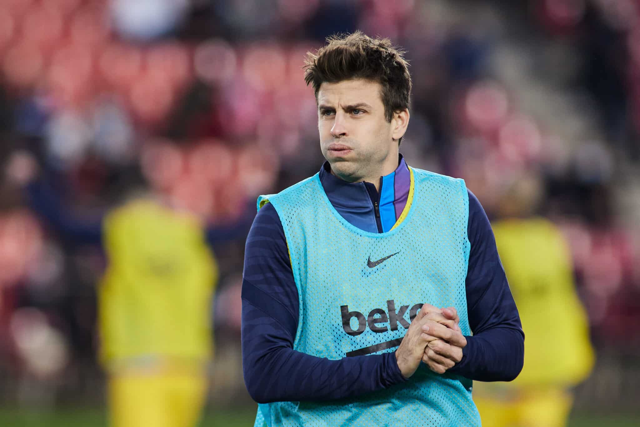 Gerard Piqué durante el partido de fútbol de la Liga Santander