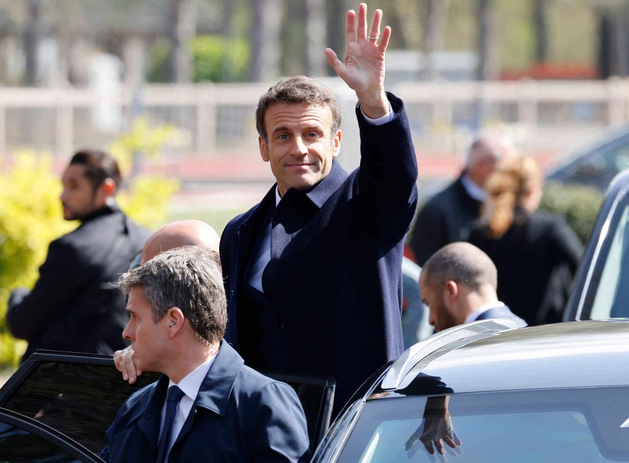 El presidente francés y candidato a la reelección del partido liberal la Republique en Marche (LREM) Emmanuel Macron