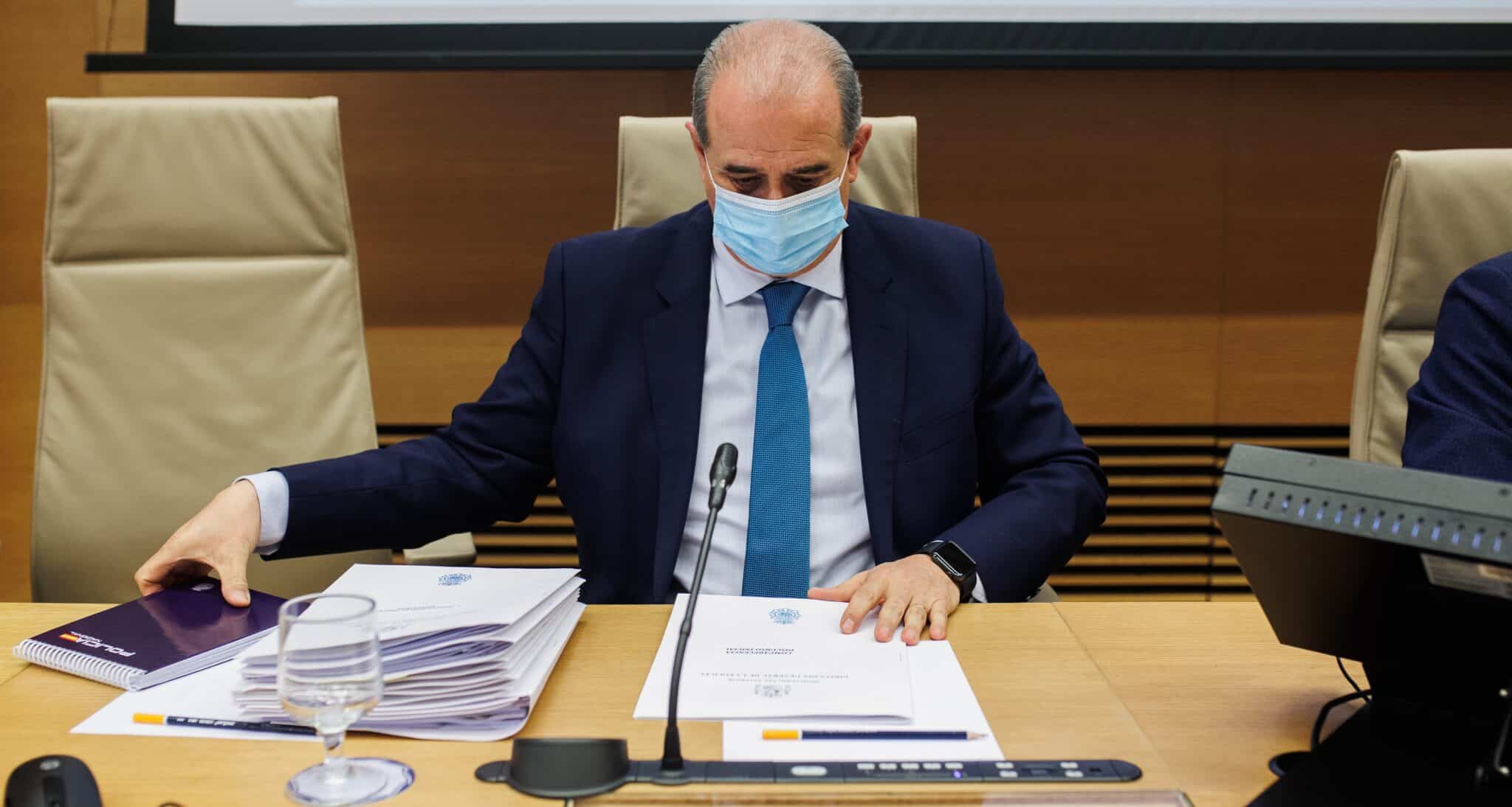 El director general de la Policía, Francisco Pardo Piqueras, este martes en el Congreso.