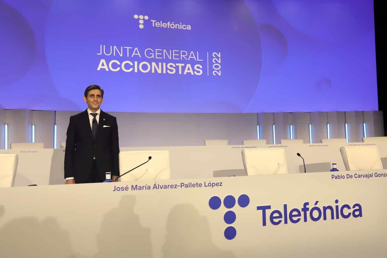 José María Álvarez-Pallete durante la junta de accionistas de Telefónica