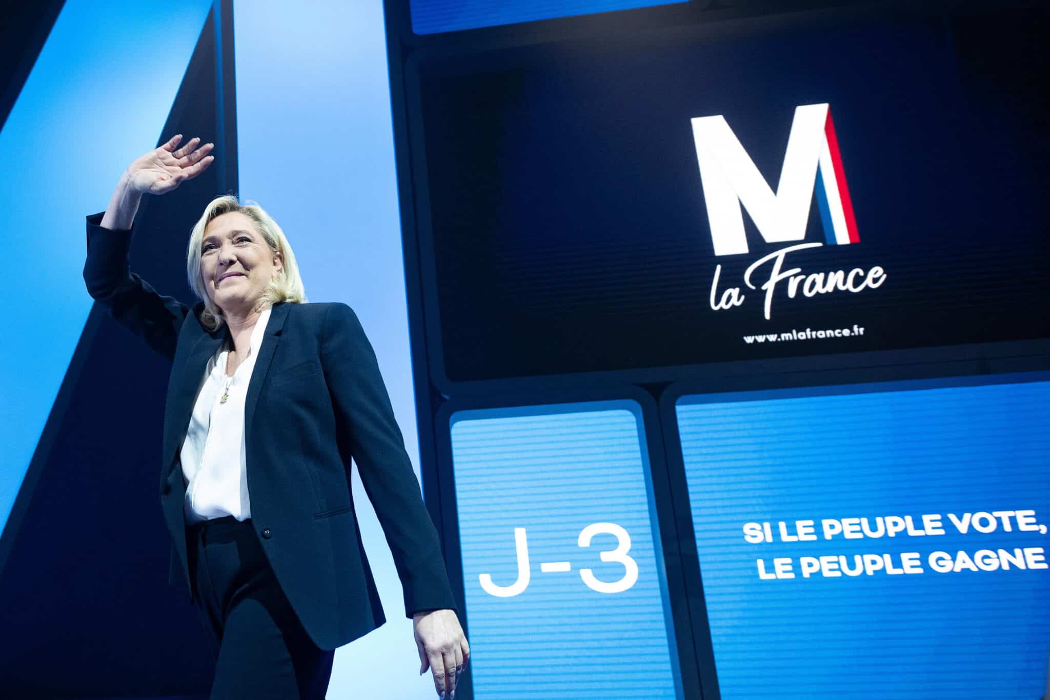 Marine Le Pen, en su último mitin de campaña en Perpiñán