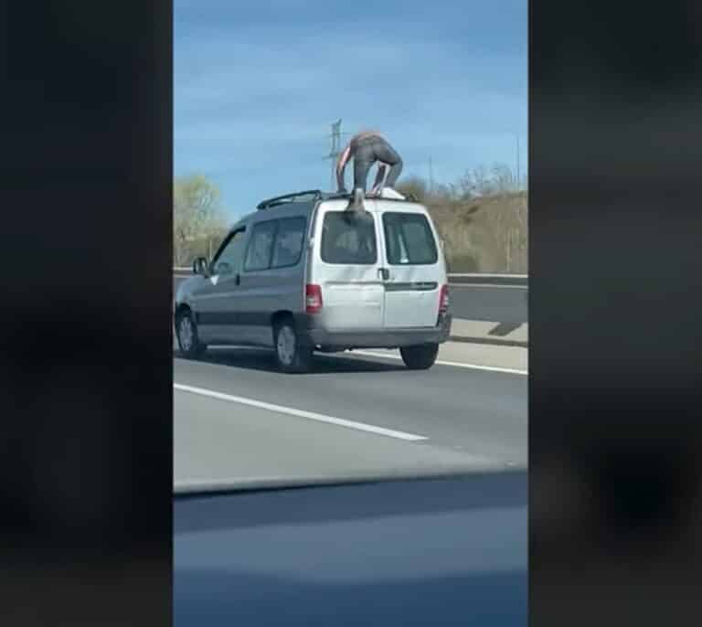 Detienen al 'Spiderman' de la carretera: el hombre que iba hacía piruetas sobre una furgoneta en marcha en Madrid