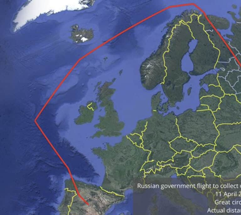 Un vuelo del Kremlin da un rodeo de 7.000 kilómetros para recoger a sus diplomáticos expulsados en Madrid