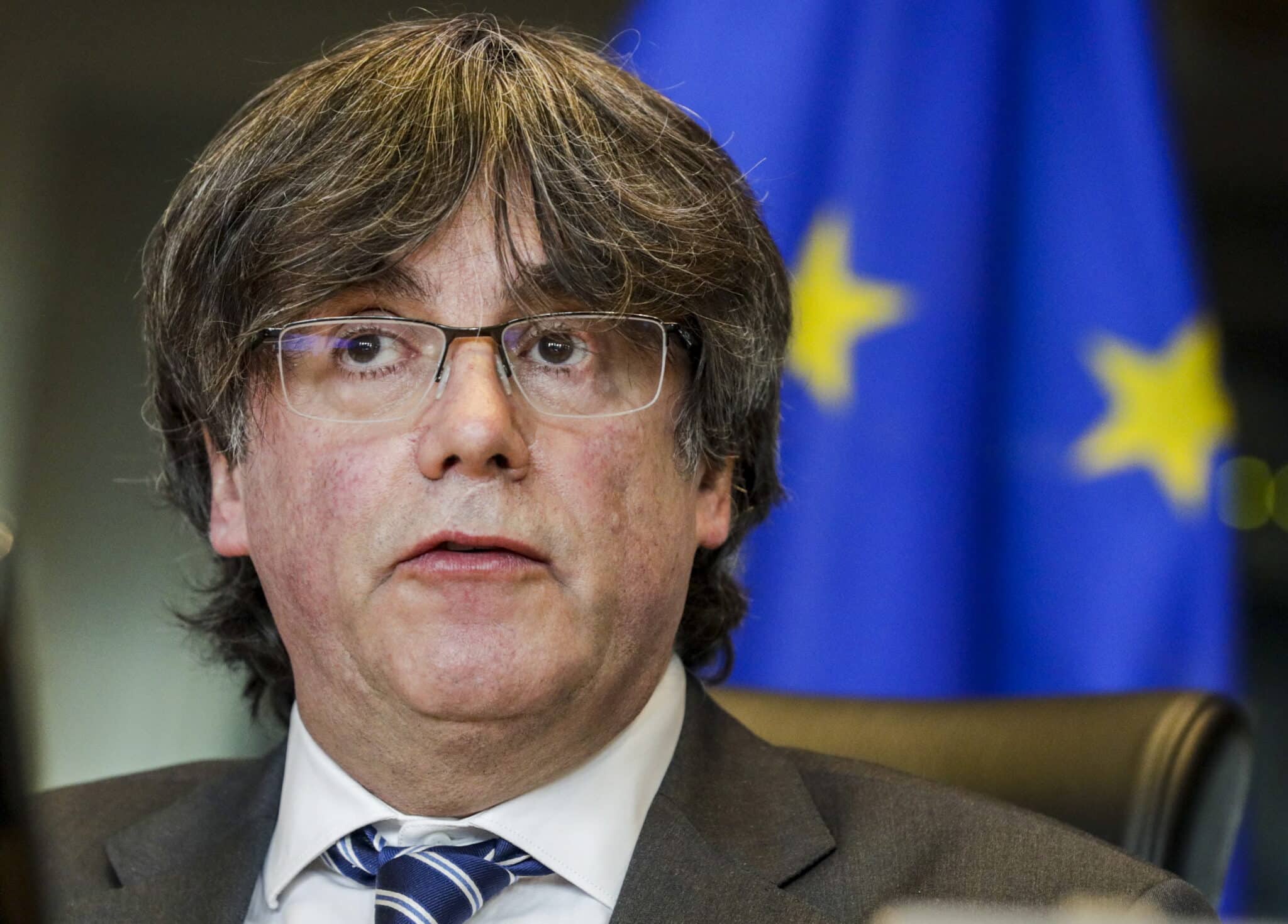 El exlíder catalán y eurodiputado Carles Puigdemont durante una rueda de prensa en el Parlamento Europeo en Bruselas