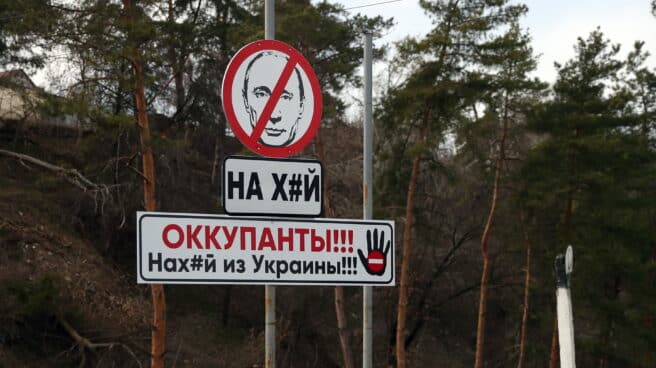 Una señal contra Putin en Cherkasy (Ucrania). Una señal contra Putin en Cherkasy (Ucrania).