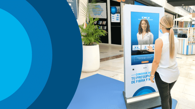 Stand de Digi, que sigue robando clientes a Telefónica, Orange y Vodafone Uno de los stand de Digi en un centro comercial de España