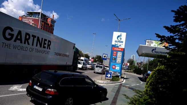 Una gasolinera de Gazprom en Sofía, capital de Bulgaria, este miércoles.