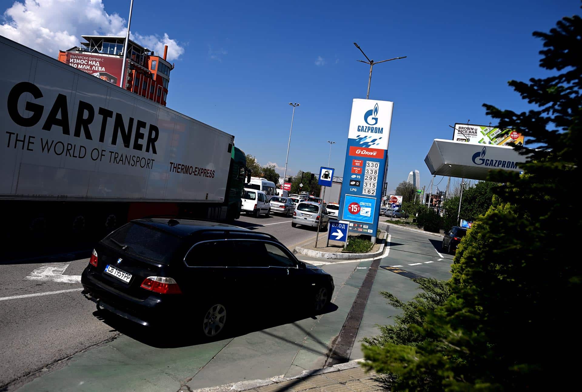 Una gasolinera de Gazprom en Sofía, capital de Bulgaria, este miércoles.