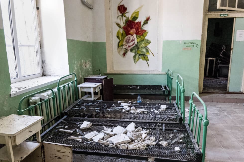 Un hospital psiquiátrico bombardeado en Mykolaiv.